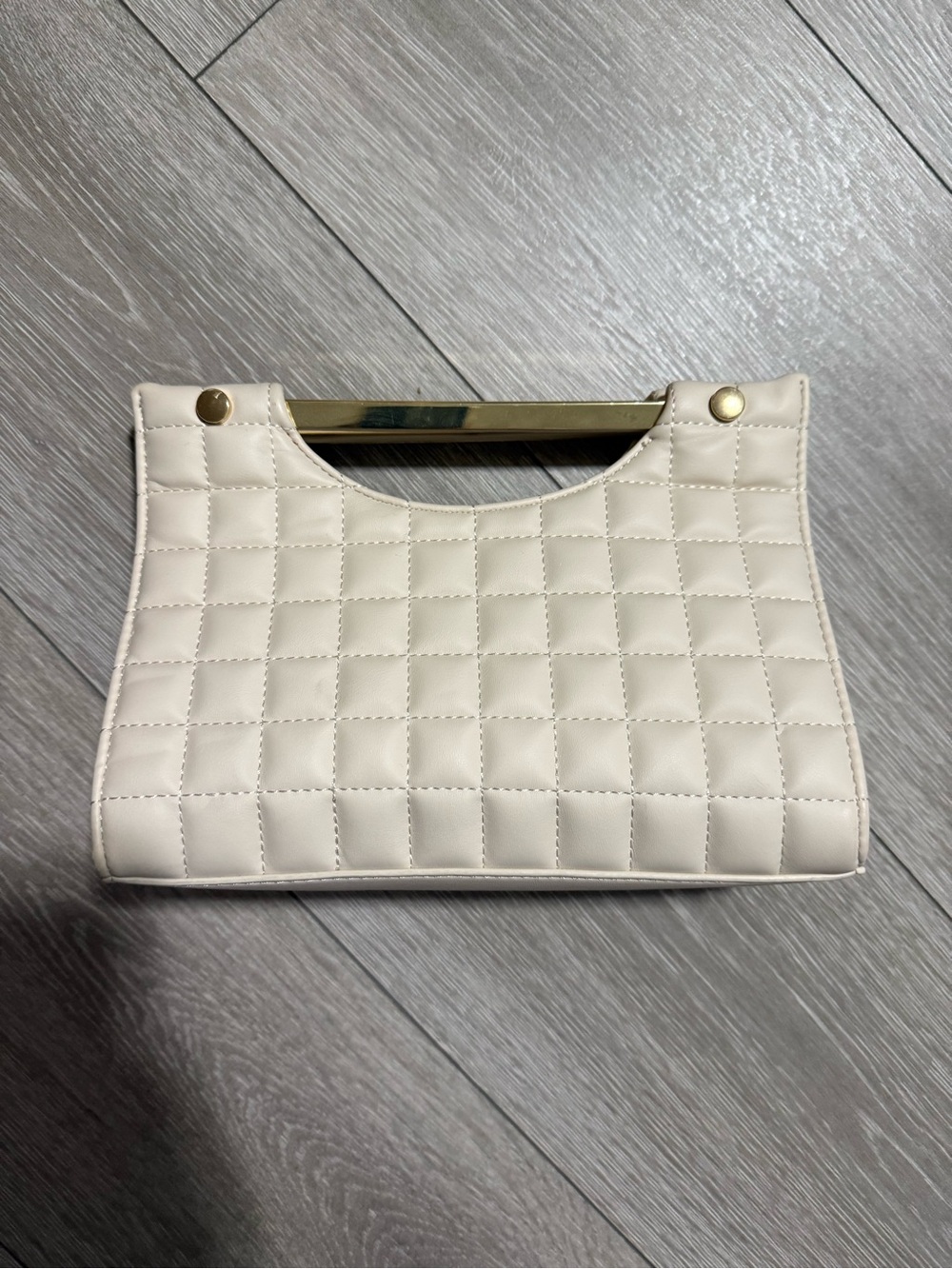 Justfab Quilted Cream Top-Handle Women's Bag